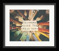 Teamwork Makes The Dream Work Stacking Hands Color Framed Print