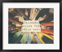 Teamwork Makes The Dream Work Stacking Hands Color Fine Art Print