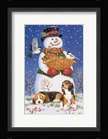 Snowman, Birds and Beagles Fine Art Print