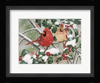 Snowy Perch - Cardinals Fine Art Print