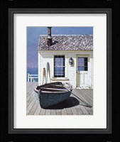 Blue Boat On Deck Fine Art Print