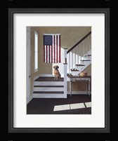 Dog On Stairs Fine Art Print