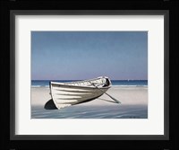 White Boat On Beach Fine Art Print