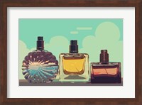 Vintage Fashion Perfume Bottles Blue Fine Art Print