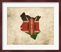 Map with Flag Overlay Kenya Fine Art Print