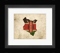 Map with Flag Overlay Kenya Framed Print