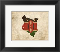 Map with Flag Overlay Kenya Framed Print