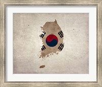 Map with Flag Overlay South Korea Fine Art Print