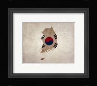 Map with Flag Overlay South Korea Fine Art Print