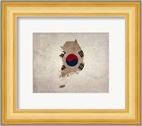 Map with Flag Overlay South Korea Fine Art Print