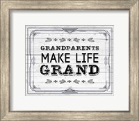 Grandparents Make Life Grand - Painted Wood Background Fine Art Print