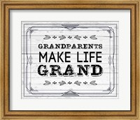 Grandparents Make Life Grand - Painted Wood Background Fine Art Print