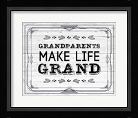 Grandparents Make Life Grand - Painted Wood Background Fine Art Print