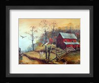 The Red Barn and The Hawk Fine Art Print