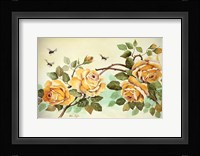 Yellow Roses with Bees Framed Print