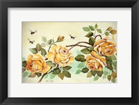 Yellow Roses with Bees Framed Print