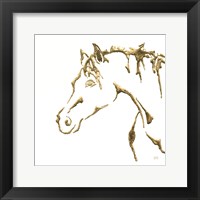 Gilded Cowpony on White Framed Print