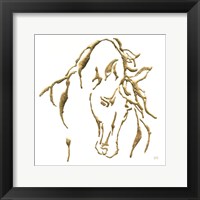 Gilded Stallion on White Framed Print