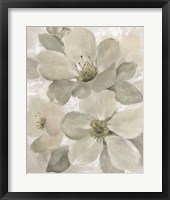 White on White Floral I Crop Neutral Framed Print