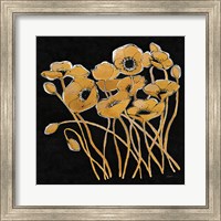 Gold Black Line Poppies I v2 Fine Art Print