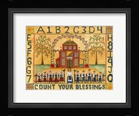 Count Your Blessings School Sampler Framed Print