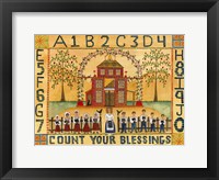 Count Your Blessings School Sampler Framed Print