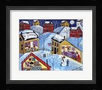 Winter Moon Quilter Village Fine Art Print