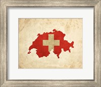 Map with Flag Overlay Switzerland Fine Art Print