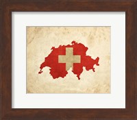 Map with Flag Overlay Switzerland Fine Art Print