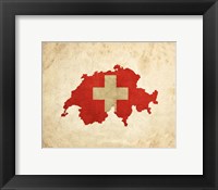 Map with Flag Overlay Switzerland Fine Art Print