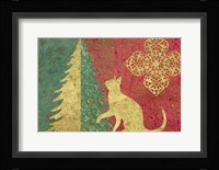 Xmas Tree and Cat Framed Print