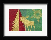 Xmas Tree and Moose Framed Print