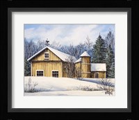 Yellow Barn Winter 1 Fine Art Print