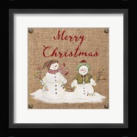 Christmas on Burlap- Merry Christmas 3 Framed Print