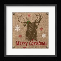 Christmas on Burlap - Merry Christmas 2 Framed Print