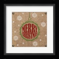 Christmas on Burlap - Merry Christmas 1 Framed Print