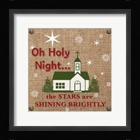 Christmas on Burlap - Oh Holy Night Framed Print