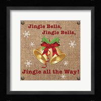 Christmas on Burlap - Jingle Bells Framed Print