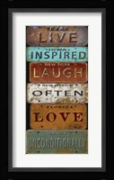 Laugh Live Inspired License Plate Framed Print