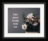 Truth Is Universal - Flowers on Gray Background Yellow Tint Fine Art Print