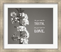 Use Your Mind For Truth - Flowers on Branch Grayscale Fine Art Print