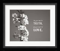 Use Your Mind For Truth - Flowers on Branch Grayscale Fine Art Print
