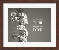 Use Your Mind For Truth - Flowers on Branch Grayscale Fine Art Print