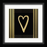 Black & Gold - Feathered Fashion Heart Framed Print