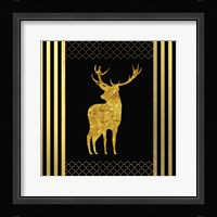 Black & Gold - Feathered Fashion Stag Framed Print