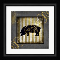 Gold Welcome To Our Bistro Pig Fine Art Print