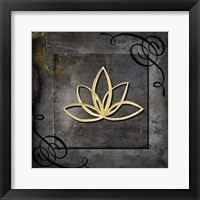 Grunge Gold Crown Lotus Framed Print
