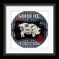Good Ol' Family BBQ Round Pig Framed Print