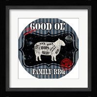 Good Ol' Family BBQ Round Framed Print