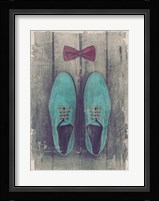 Vintage Fashion Bow Tie and Shoes - Blue Fine Art Print